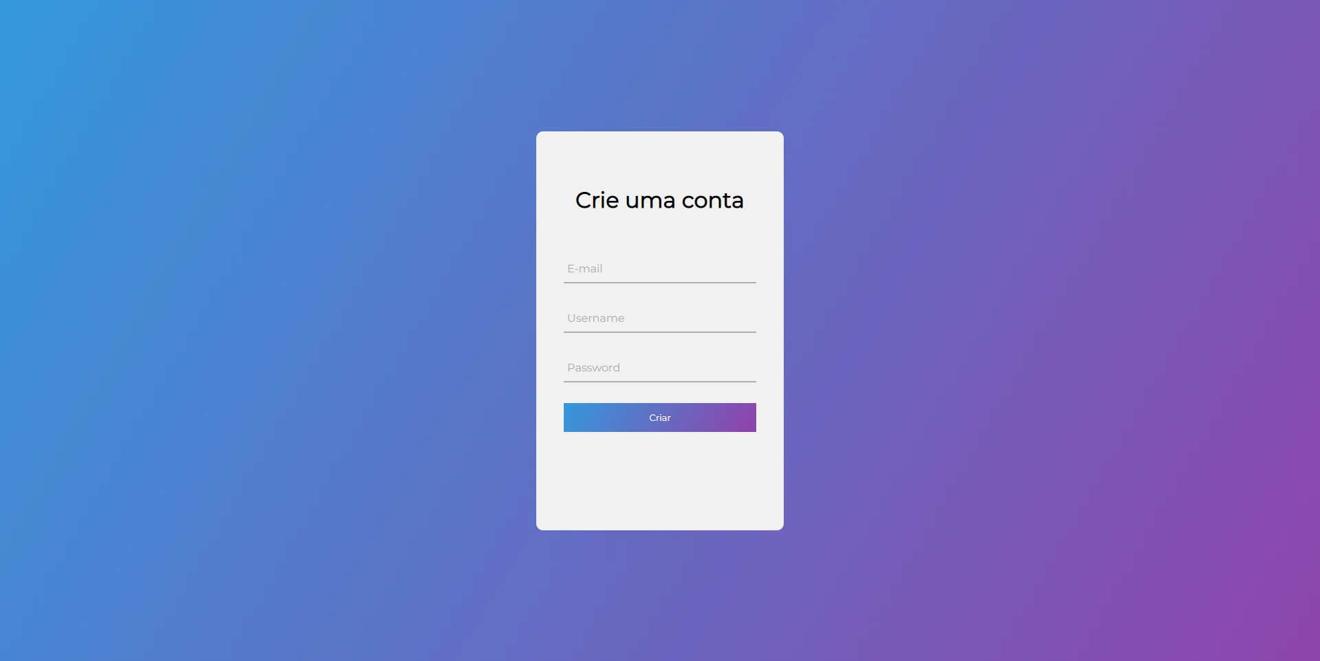 Tela de registrar